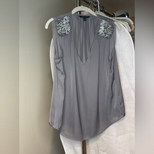 Banana Republic Gray Embellished Sleeveless Blouse